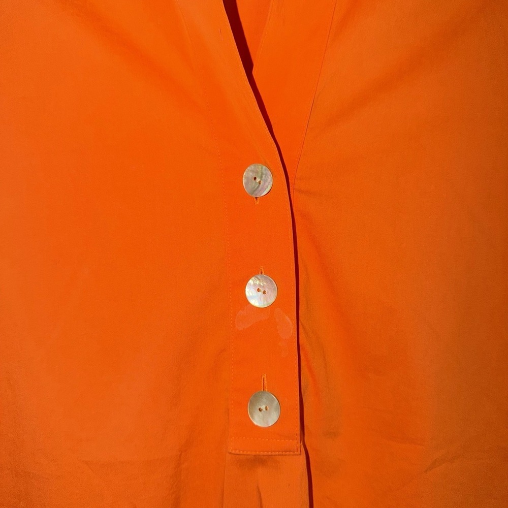 Foxcroft Button Down Shirt Tunic Womens Size 4 Orange 3/4 Sleeve‎ Stretch Office - Picture 3 of 11